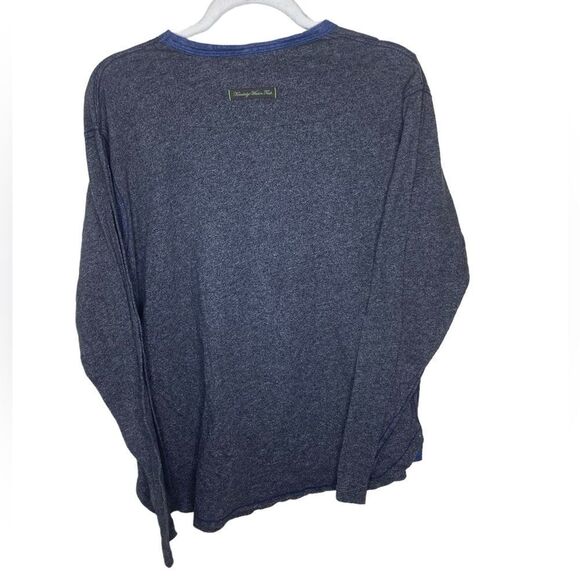 Robert Graham Mens Size Med Charcoal Blue Cotton Pull Over Long Sleeve T Shirt - Picture 3 of 5